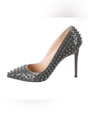 Christian Louboutin Olive Green Studded Pointed Toe Heel